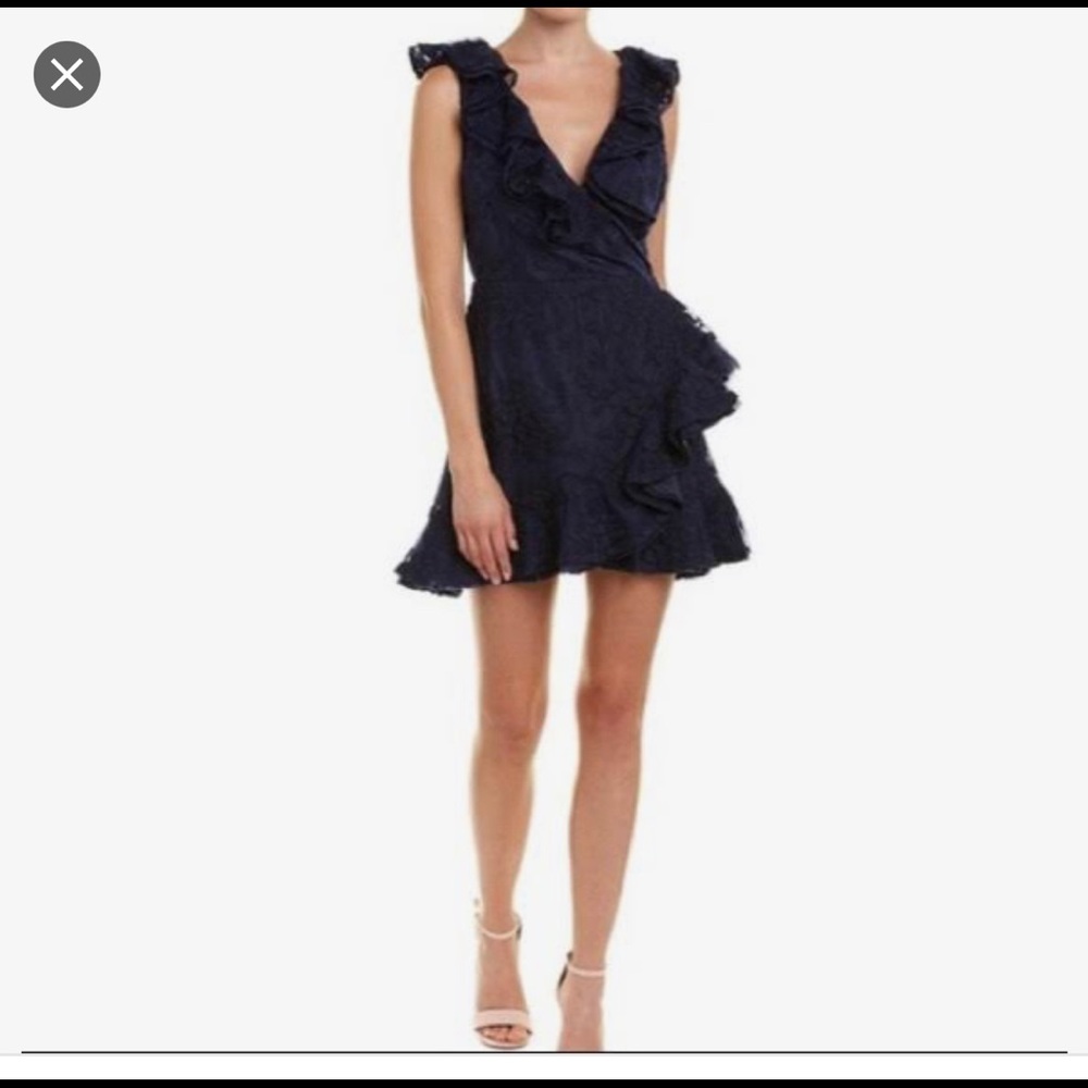 NWT BB Dakota Harlow navy lace wrap dress